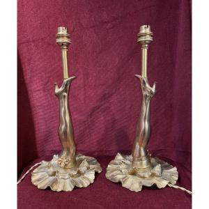 French Cancan Lamps In Bronze By Fred Perret