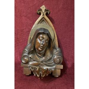 Carved Wood Monoxyle Stoup, 19th Century