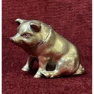 Small Silver Box In The Shape Of A Pig