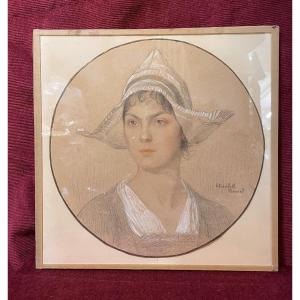 Portrait Of A Young Breton Woman By Elisabeth Sonrel