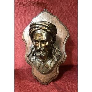 Bronze Oriental Head Mural, 19th Century