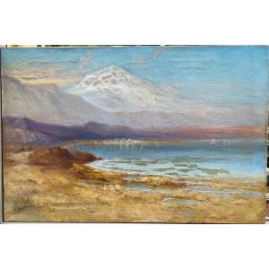 Huile Sur Toile Le Lac De Tibériade 1918 Par Samuel Lawson Booth (1836-1928)