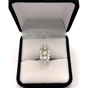 Gold And Platinum Ring With Old-cut Diamonds