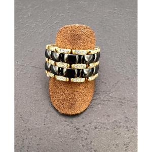 Chanel Ceramic Gold And Diamond Ring