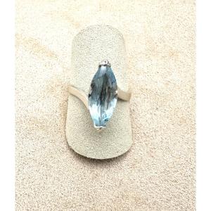 White Gold Ring With Aquamarine