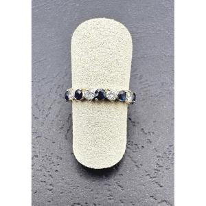 White Gold Wedding Ring With Sapphires And Diamonds