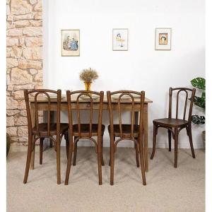 4 Curved Wood Bistro Chairs