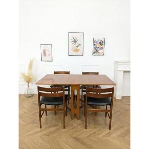 Scandinavian Chairs In Teak And Black Skai
