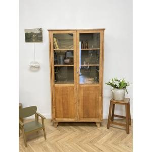 Vintage Bookcase With Glass Doors