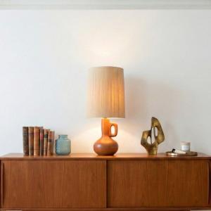 Vintage Wooden Table Lamp, Wool Lampshade.