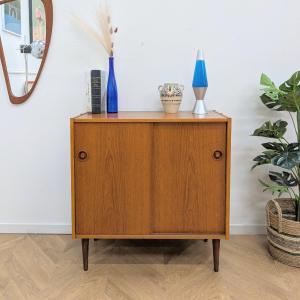 Vintage Scandinavian Sideboard With Sliding Doors