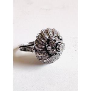 Coktail Ring In White Gold 18k And Diamonds