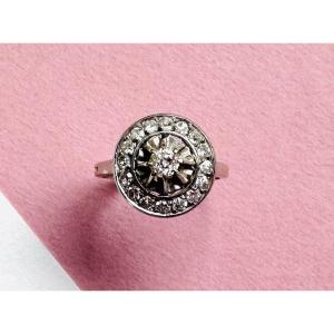 Ring Art Deco In White Gold 18k, Platinum And Diamonds