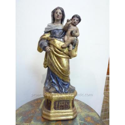 Madonna And Child, Golden Wood, Silver And Painted, XVIII