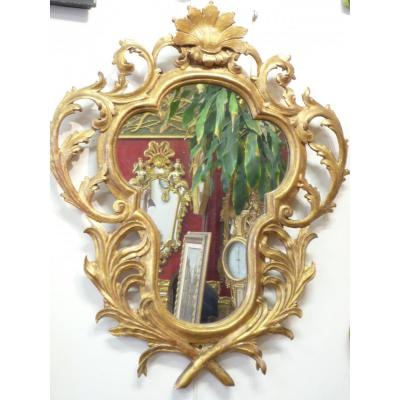18th Century Mirror Carved Gilded Wood.