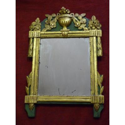 Mirror Louis XVI Carved And Gilded With Flower Urn Decoration