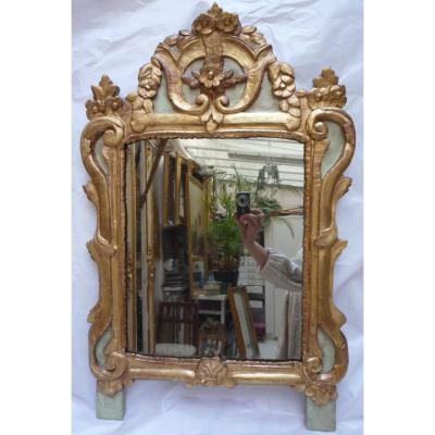 Louis XV Period Mirror In Carved And Gilded Wood
