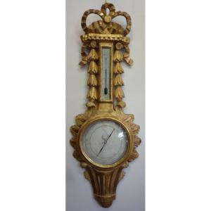 Louis XVI Style Barometer In Gilded Carved Wood