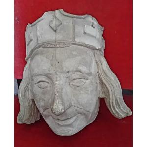 Head Of King Saint Louis In Ancient Plaster 