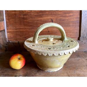 Patronymic Heater Dated Chaumont Orne 1886 - Glazed Earthware Pottery Folk Art Normandy