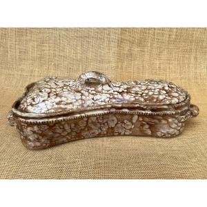 Terrine In Glazed Earth - Folk Art Sarthe Pottery Late 18th Early 19th Century
