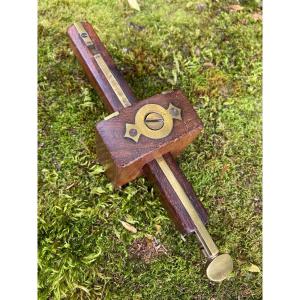 English Carpenter's Trusquin Tool In Mahogany Rosewood And Brass 20th Century Folk Art