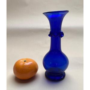 Small Soliflore Vase In Intense Blue Glass - Late 18th Century Glassware