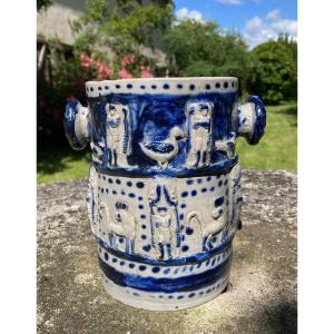 Napoleon Tobacco Pot - Salt Stoneware - Popular Art Alsace Betschdorf 19th Century