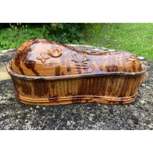 Gite Terrine In Glazed Earth Dated And Signed Demangevelle 1808 Folk Art Document