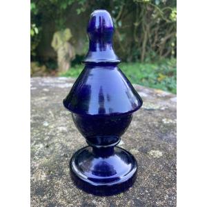 Shaker Snuff Bottle Pepper Shaker Touine In Blown Blue Glass Normandy Glassware 19th Century