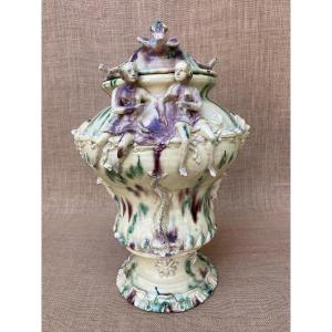 Glazed Earthenware Water Fountain, Provence, Biot? Early 19th Century, Folk Art Pottery.