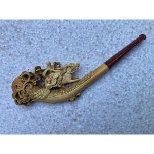 Meerschaum Pipe, Cossack Abduction Scene On Horseback, 19th Century.