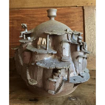 Terracotta Pottery Candlestick Night Lamp - XXème