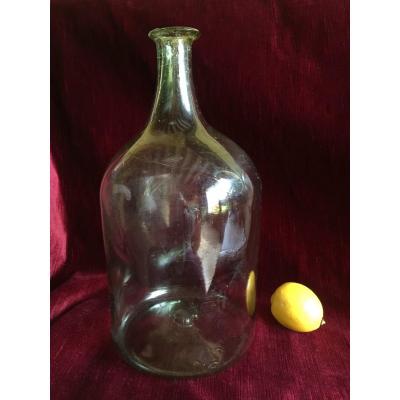 Large Bottle 6liters Mathusalem Blown Glass Translucent Slightly Green Glassware XVIIIth