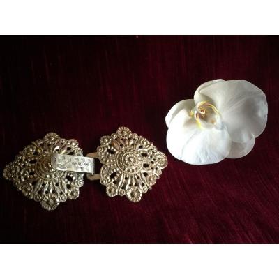 Clasp Buckle Normande Cape Hood In Chiseled Embossed Silver - Hallmarks - Rouen Normandy French Folk Art XIXth  /2