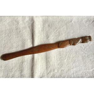 Greek Knitting Needle Tip Shape Of Woman Emerging From The Mouth Of A Fish -late 19th Fruitwood