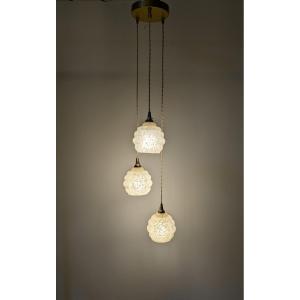 Triple Pendant Chandelier In Yellow Clichy Glass 