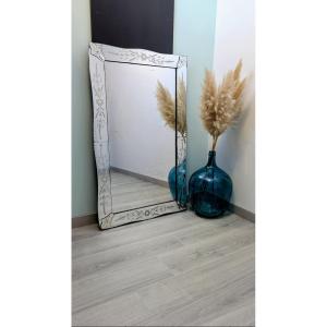 Venetian Mirror From The 1930s – Murano Glass Flowers – 123 X 75 Cm