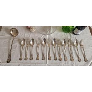 Christofle – "violonné Au Filet" Flatware Set – Refined Silver-plated Service