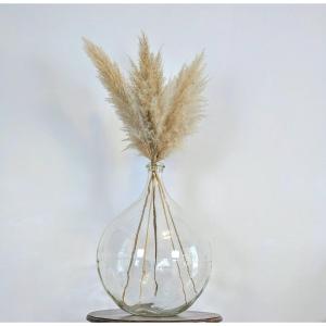 Large Antique Demijohn, 19th-20th Century, Handcrafted Clear Blown Glass, 60l