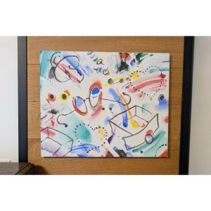 Abstract Painting "children's Room" Signed René Artozoul, August 1978