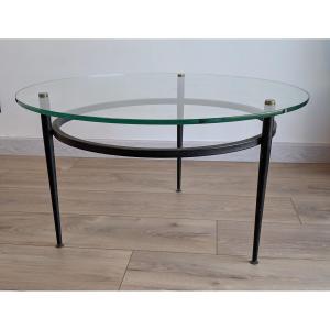 Modernist Coffee Table Attributed To Roger Le Bihan, French Design In Glass And Metal