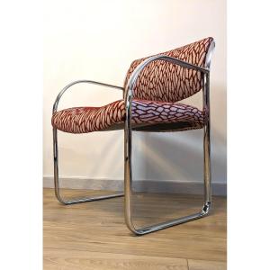 Modernist Strafor Armchair In Chromed Tubular Steel – 20th Century Work