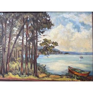 Andrée Acezat (1922-2009) Arcachon Basin Circa 1950 28 X 40cm