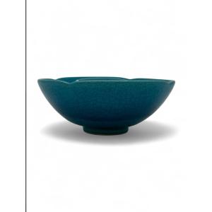 Pol Chambost (1906 -1983) Polylobed Bowl Turquoise Glazed Earthenware.
