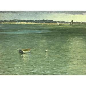 Arcachon. Small Oil On Panel, 18 X 13.7 Cm (excluding Frame). Signature To Be Deciphered. 