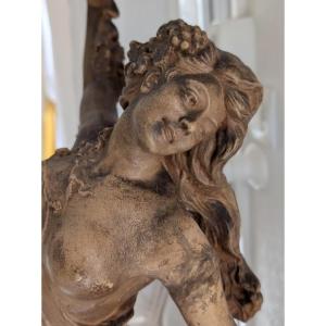 La Bacchante. Amélie Colombier. Art Nouveau Plaster, 60cm High