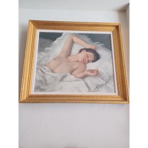 Painting "sleeping Naked Woman" By Maurice Ehlinger (1896-1981)
