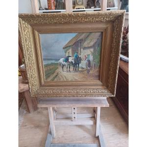 Painting By Antonio Cortes, Peasant Scene