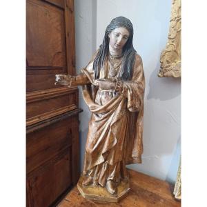 Large Gilded Wooden Statue Of The Virgin Mary, Late 18th And Early 19th Century